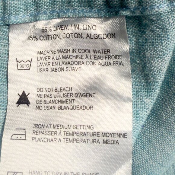 Heritage Report Collection Men's Shirt Linen Light Blue Short Sleeves - Picture 7 of 11